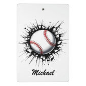 Gepersonaliseerde honkbal die door de muur breekt mini klembord (Achterkant)