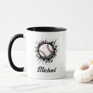 Gepersonaliseerde honkbal die door de muur breekt mok