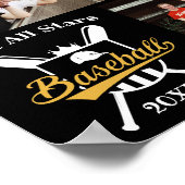 Gepersonaliseerde honkbal Fotocollage Naam Team # Poster (Hoek)