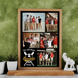 Gepersonaliseerde honkbal Fotocollage Naam Team # Poster
