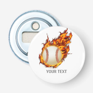 Gepersonaliseerde honkbal in brand button flesopener