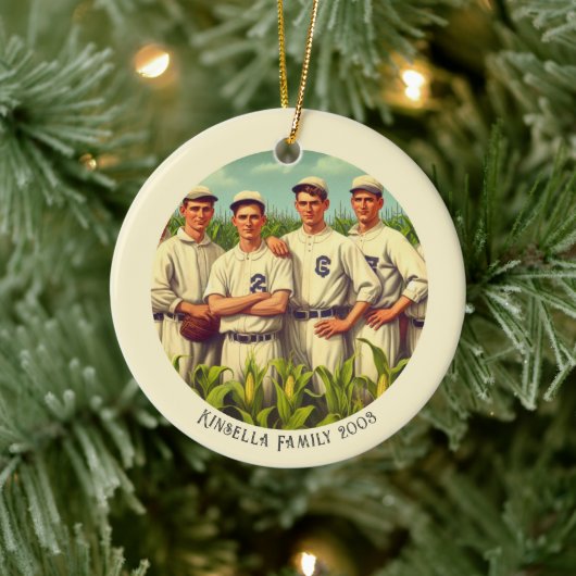 Gepersonaliseerde honkbal kerstvakantie keramisch ornament (Boom)