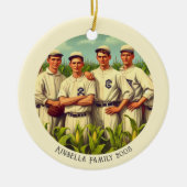 Gepersonaliseerde honkbal kerstvakantie keramisch ornament (Voorkant)