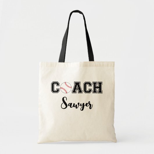 Gepersonaliseerde honkbal / kleine competitie coac tote bag (Voorkant)