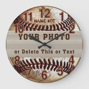 Gepersonaliseerde honkbal klok, jouw FOTO en TEKST Grote Klok