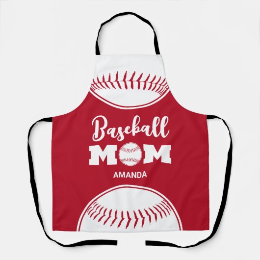 Gepersonaliseerde honkbal mam aangepaste naam schort (Voorkant)