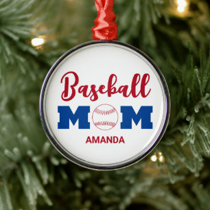 Gepersonaliseerde Honkbal Mama Custom Naam Kerstmi Metalen Ornament