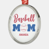 Gepersonaliseerde Honkbal Mama Custom Naam Kerstmi Metalen Ornament (Links)