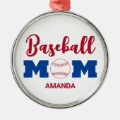 Gepersonaliseerde Honkbal Mama Custom Naam Kerstmi Metalen Ornament (Voorkant)