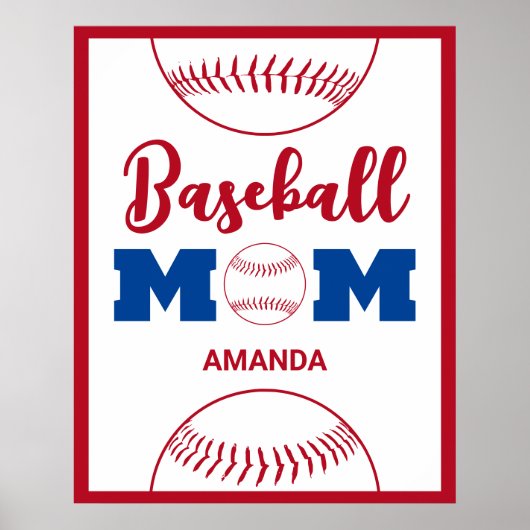 Gepersonaliseerde honkbal moeder naam poster (Voorkant)