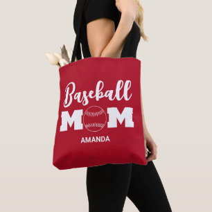 Gepersonaliseerde honkbal moeder naam tote bag