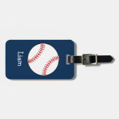 Gepersonaliseerde honkbal op Blue Kinder Boys Bagagelabel (Voorkant horizontaal)