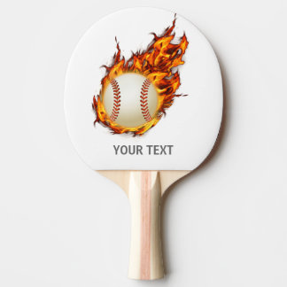 Gepersonaliseerde honkbal op de vuurknuppel tafeltennisbatje
