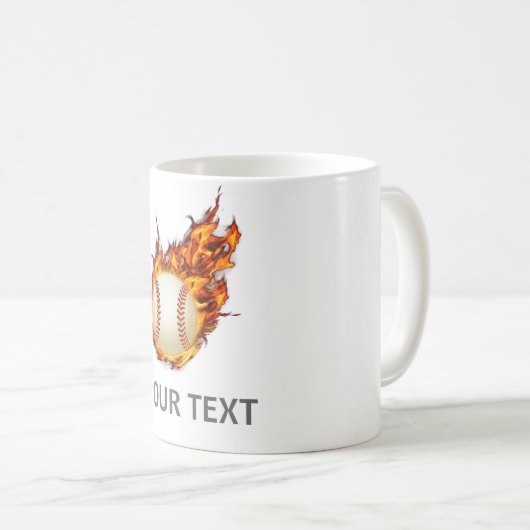 Gepersonaliseerde honkbal op vuur mok (Voorkant rechts)
