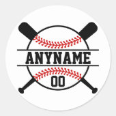 Gepersonaliseerde Honkbal Softbal Bat Knop Naam Ronde Sticker (Voorkant)