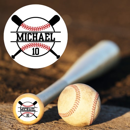 Gepersonaliseerde Honkbal Softbal Bat Knop Naam Ronde Sticker