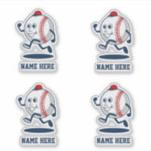 Gepersonaliseerde honkbal softbal Cartoon naam Sticker (Voorkant)