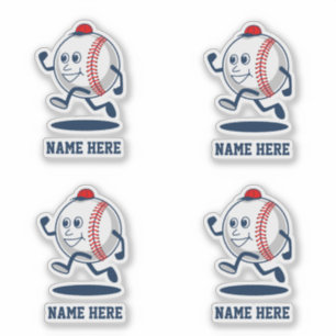 Gepersonaliseerde honkbal softbal Cartoon naam Sticker