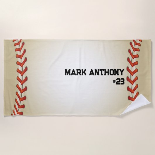Gepersonaliseerde honkbal / softbal strandhanddoek strandlaken (Voorkant)