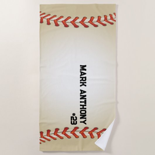 Gepersonaliseerde honkbal / softbal strandhanddoek strandlaken (Voorkant)