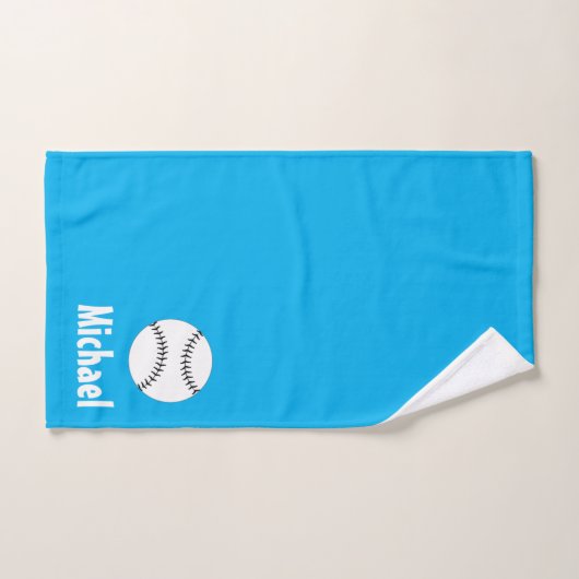 Gepersonaliseerde Honkbal Sport blauw en wit Bad Handdoek (Handdoek)