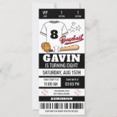 Gepersonaliseerde Honkbal Ticket Verjaardagsfeest Kaart (Voorkant)