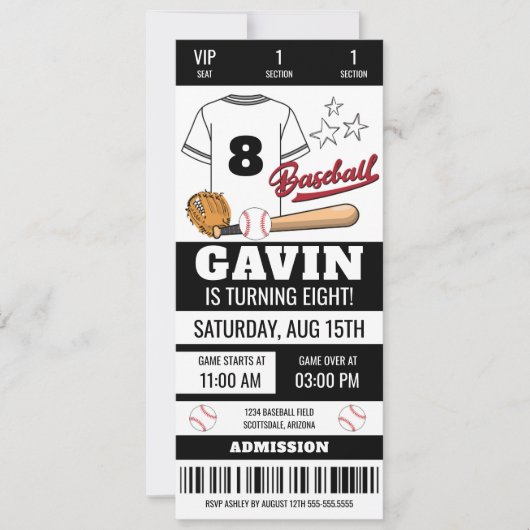 Gepersonaliseerde Honkbal Ticket Verjaardagsfeest Kaart (Voorkant)