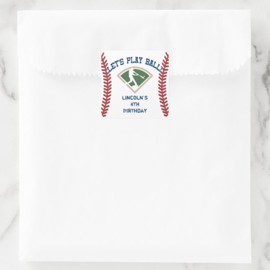 Gepersonaliseerde honkbal verjaardag vierkante sticker (Tas)