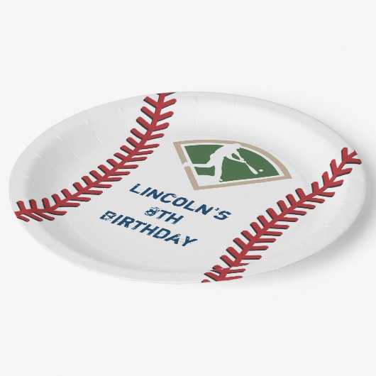 Gepersonaliseerde honkbal verjaardagspapier Borden Papieren Bordje (Gekanteld)