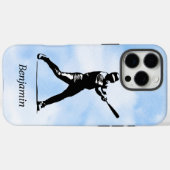 Gepersonaliseerde honkbalspeler Silhouette Blue Sk Case-Mate iPhone Case (Achterkant (horizontaal))