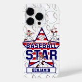Gepersonaliseerde honkbalster en strepen Case-Mate iPhone case (Achterkant)
