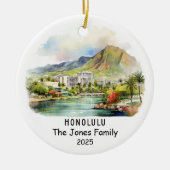 Gepersonaliseerde Honolulu Ornament, Hawaï Keramisch Ornament (Voorkant)