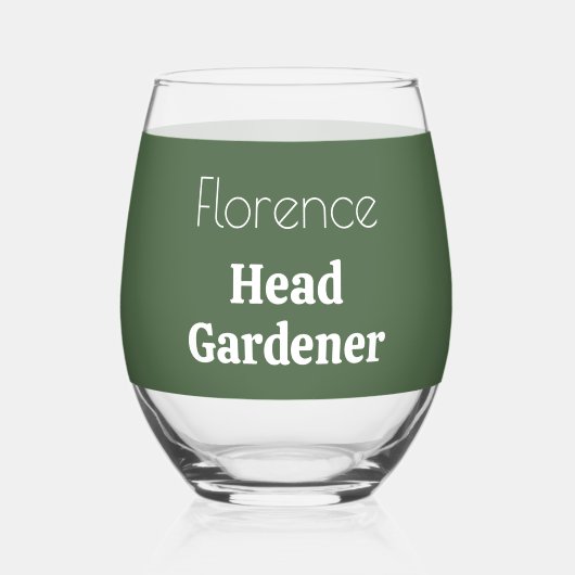 Gepersonaliseerde hoofd tuinier Sage Groene Tuin L Wijnglas Zonder Voet (Achterkant)