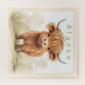 Gepersonaliseerde hoogland koe puzzel (Horizontaal)