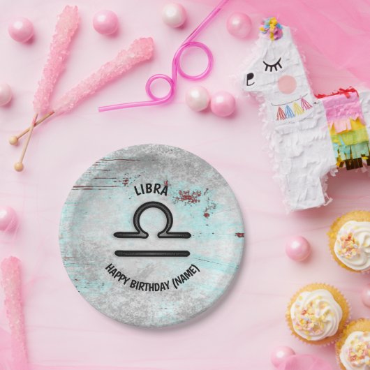 Gepersonaliseerde horoscoop teken Weegschaal Astro Papieren Bordje (Feest)