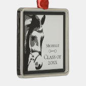 Gepersonaliseerde Horse and Snaffle Bit Grey Afstu Metalen Ornament (Rechts)