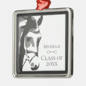 Gepersonaliseerde Horse and Snaffle Bit Grey Afstu Metalen Ornament (Links)