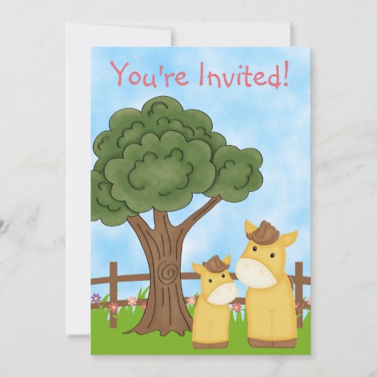 Gepersonaliseerde Horse Baby shower Invitation ~ M Kaart (Voorkant)
