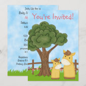 Gepersonaliseerde Horse Baby shower Invitation ~ M Kaart (Voorkant / Achterkant)