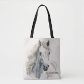 Gepersonaliseerde Horse Canvas tas Custom Naam Equ (Voorkant)