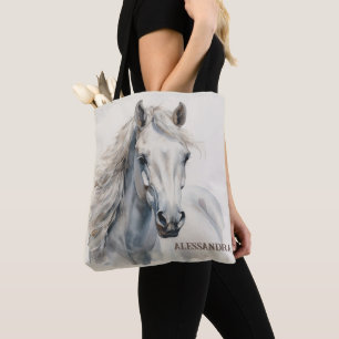 Gepersonaliseerde Horse Canvas tas Custom Naam Equ