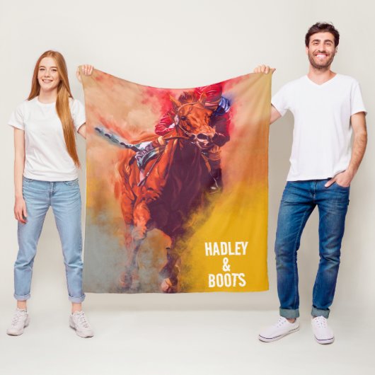 Gepersonaliseerde Horse Racing Custom Naam Deken (In situ)