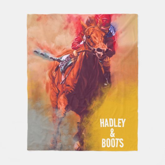 Gepersonaliseerde Horse Racing Custom Naam Deken (Voorkant)