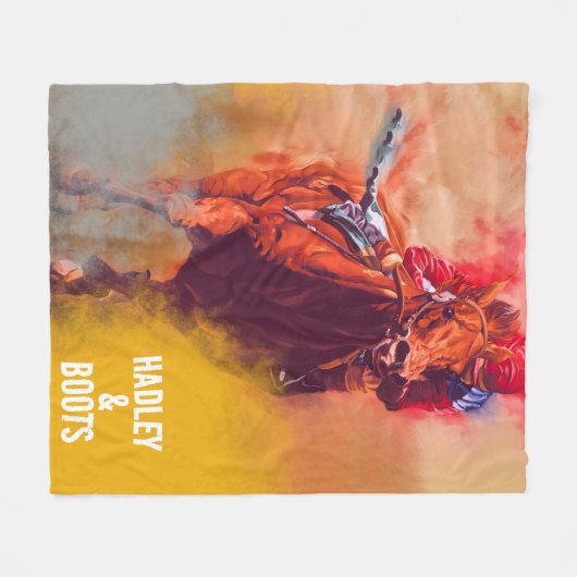 Gepersonaliseerde Horse Racing Custom Naam Deken (Voorkant (Horizontaal))