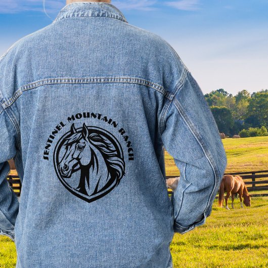 Gepersonaliseerde Horse Ranch Boerderij naam Logo Denim Jacket