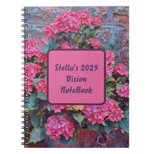 Gepersonaliseerde hortensia lak Vision notitieboek (Voorkant)