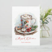 Gepersonaliseerde Hot Chocolate rustieke kerst Kaa Feestdagenkaart (Staand voorkant)
