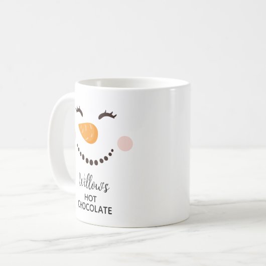 Gepersonaliseerde Hot Chocolate Snowman Kinder Koffiemok (Voorkant links)