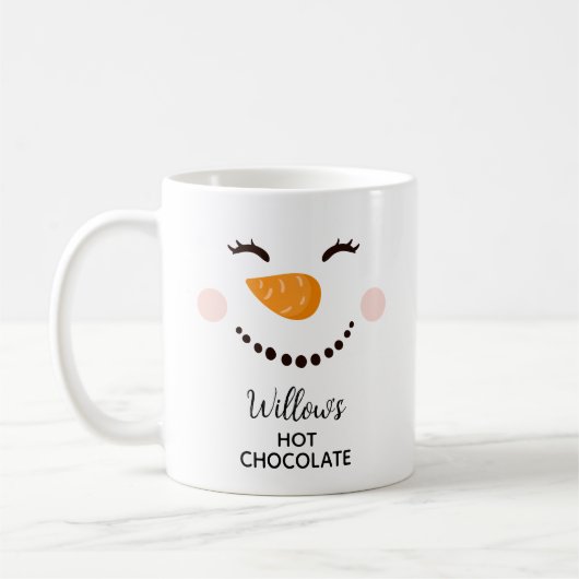 Gepersonaliseerde Hot Chocolate Snowman Kinder Koffiemok (Links)