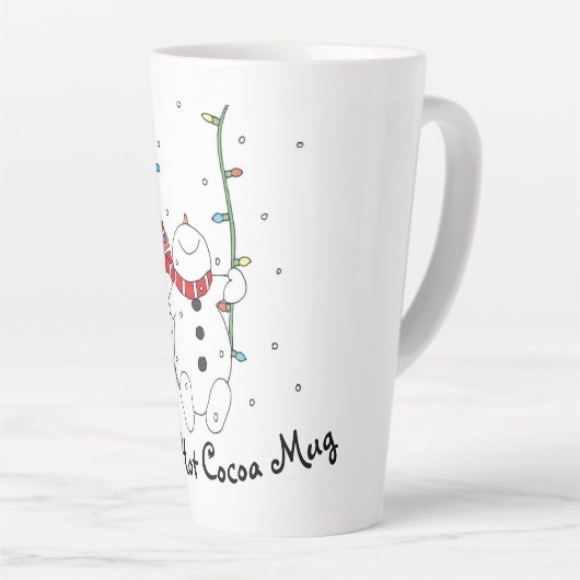 Gepersonaliseerde Hot Cocoa Mok Swinging Snowman (Rechterhoek)